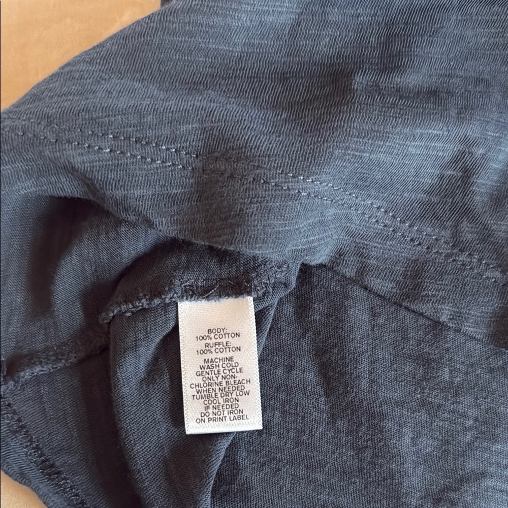 LOFT Blue Ruffle Button-Up - Picture 4 of 5